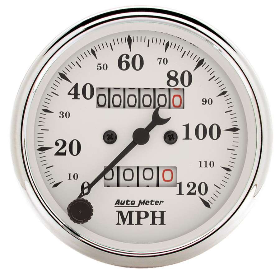 [ATM1693] Autometer - Old Tyme White 3 1/8in 120MPH Mech. Speedo