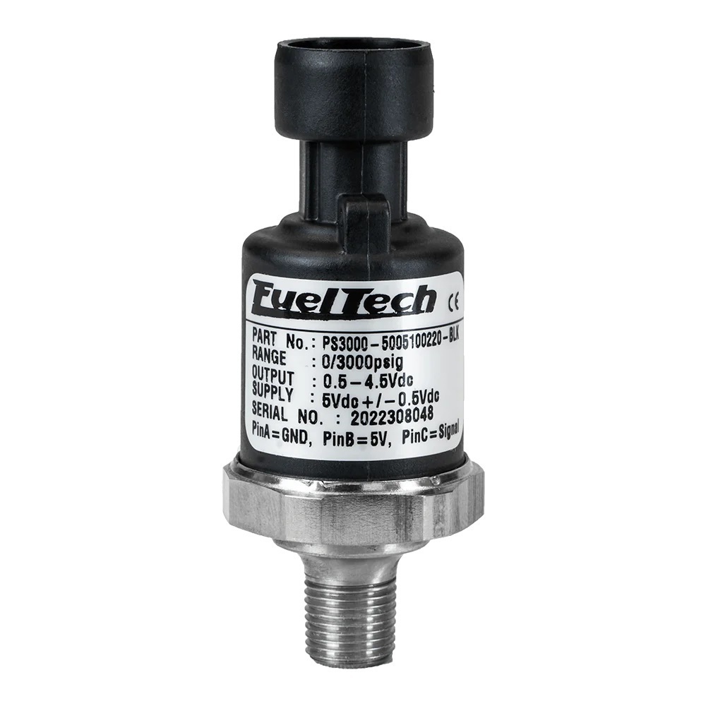 [FTH5005100220-BLK] FuelTech USA - 0-3000 PSI Pressure Sensor (Black Series)