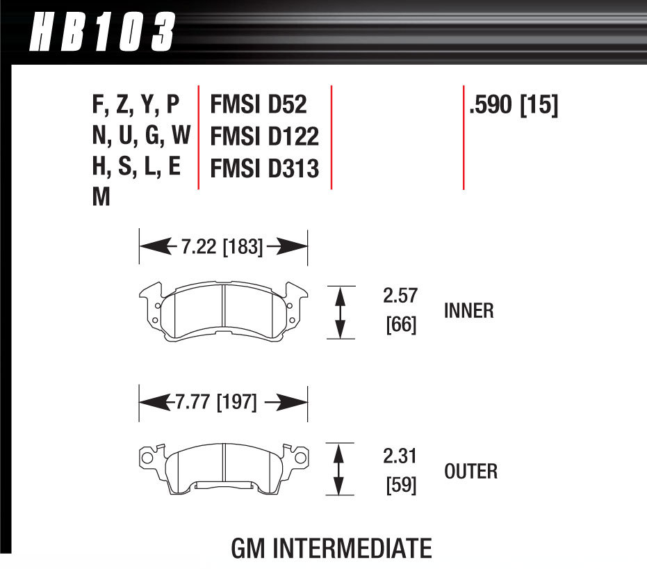 [HAWHB103U590] Hawk Brake - Full Size GM DTC-70