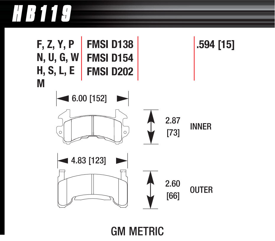 [HAWHB119S594] Hawk Brake - Metric GM HT-10