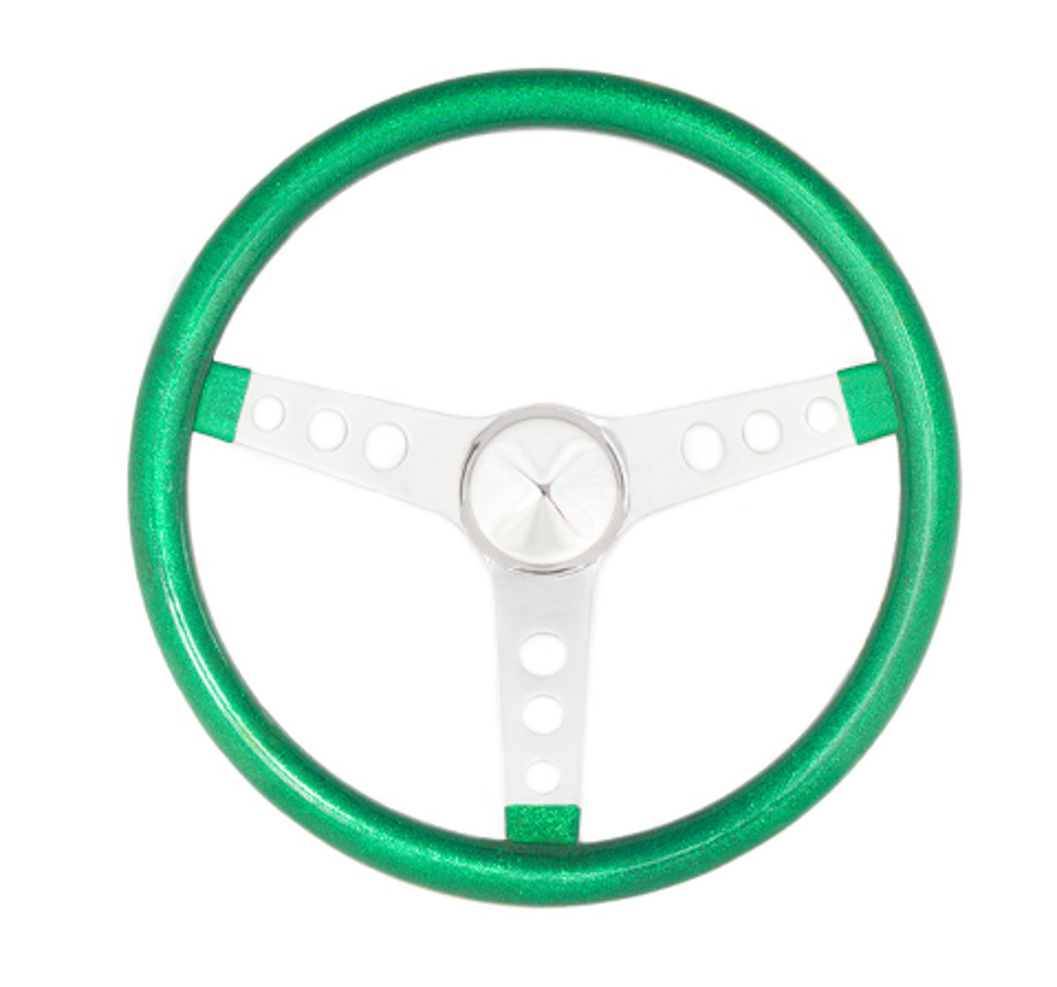 [GRT8462] GRANT - Steering Wheel Mtl Flake Green/Spoke Chrm 15