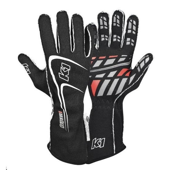 [K1R23-TR1-N-M] K1 Racegear - Glove Track1 Black Medium SFI 5